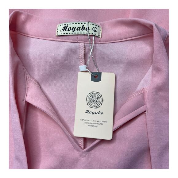 Moyabo Rose Pink Church Dress Retro Swing A-Line Tie Neck Size Large - Picture 7 of 10